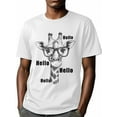 thumbnail image 6 of Giraffe Men's T Shirts Eyes Hello T-Shirt for Men Animal Sketch Crew Neck Tees Cotton Tops, White, XL, 6 of 7