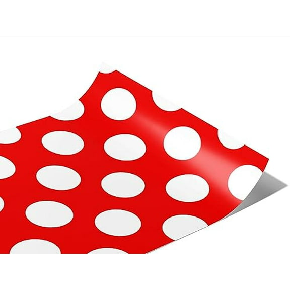 Rwraps Polka Dot Red Scare Gloss Vinyl Film Wrap 59in x 11ft Vinyl Vehicle Car Film Sheet Roll
