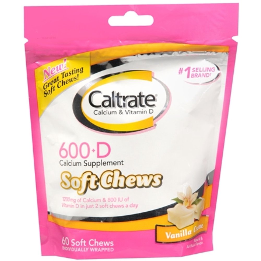 Caltrate Calcium & Vitamin D Soft Chews Vanilla Creme 60 Each (Pack of