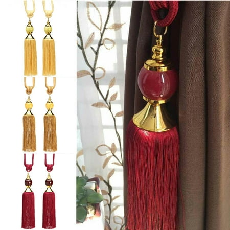 2pcs Rope Window Curtain Jade Tassel Tiebacks Binding Rope Tie