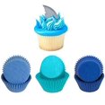 thumbnail image 4 of SHARK FIN Cupcake Toppers and Liners - Picks with Coordinating "Water" Colored Baking Cups in Light Blue, Turquoise, and Dark Blue - Enough for 60 Cupcakes, 4 of 7