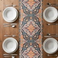 thumbnail image 4 of Pink Orange Blue Short Table Runner 60 Inches Long,Ethnic Middle Century Geometric Art Cotton Linen Table Runners Dresser Scarves,Tabletop Scarf Furniture Cover for Home Dinner Party Decor 13"x60", 4 of 8