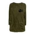 thumbnail image 4 of Bcresic Womens Sherpa Pullover Sweater Fuzzy Fleece Sweatshirt Fashion Round Neck Long Sleeve Shirts Thickened Warm Tunics Sweatshirts Faux Fur Fluffy Outerwear Loungwear,#03_Army Green,3X-Large, 4 of 4