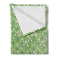thumbnail image 2 of Floral Soft Flannel Fleece Blanket, Pastel Swirly Flower Branches Curly Blossoming Tree Bouquets Bridal Motif, Cozy Plush for Indoor and Outdoor Use, 70" x 90", Baby Pink Fern Green, by Ambesonne, 2 of 5
