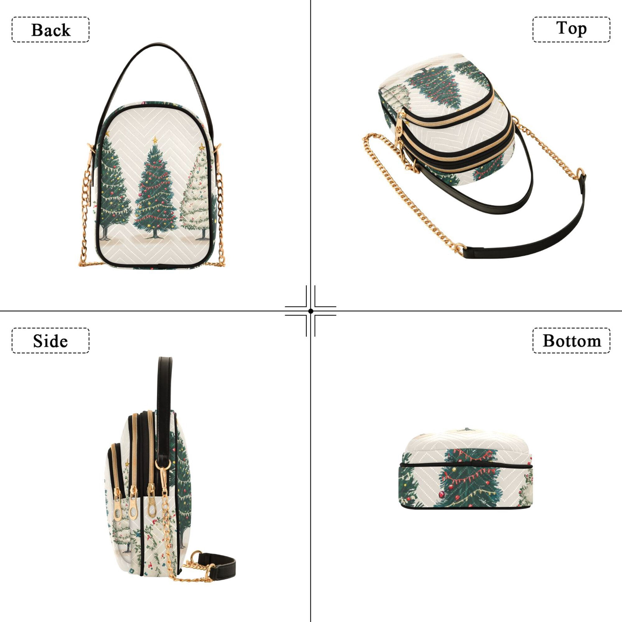 FORMRS Crossbody Bag for Women Quilted Travel Shoulder Cell Phone Purse with Chain Strap Handbag, Hand Drawn Christmas