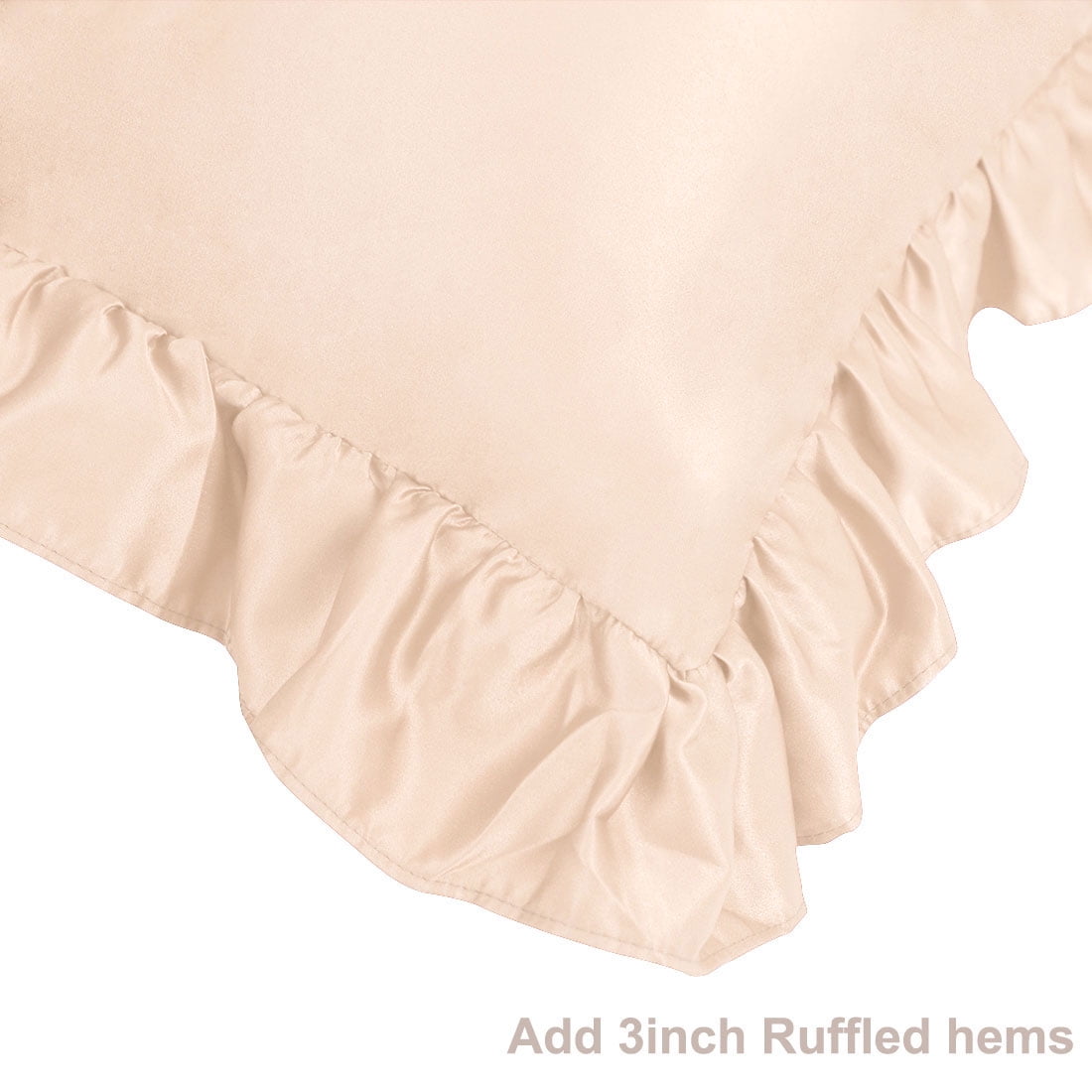 Unique Bargains 2-Piece Satin Ruffled Edge Pillowcases, Standard, Rose Gold