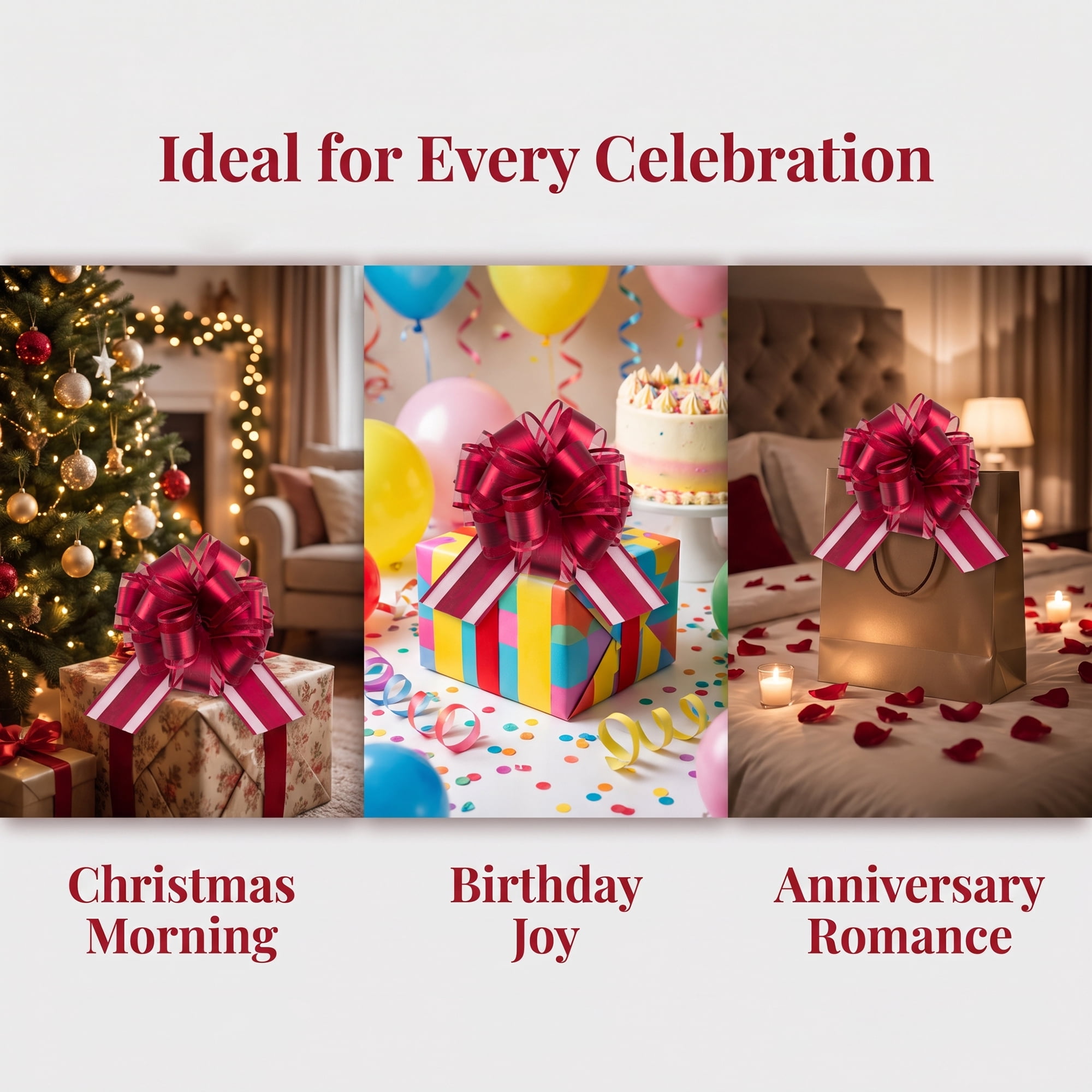Unique Bargains Elegant Multi-Layered Star Bows for Gift Wrapping and Decoration Dark Red
