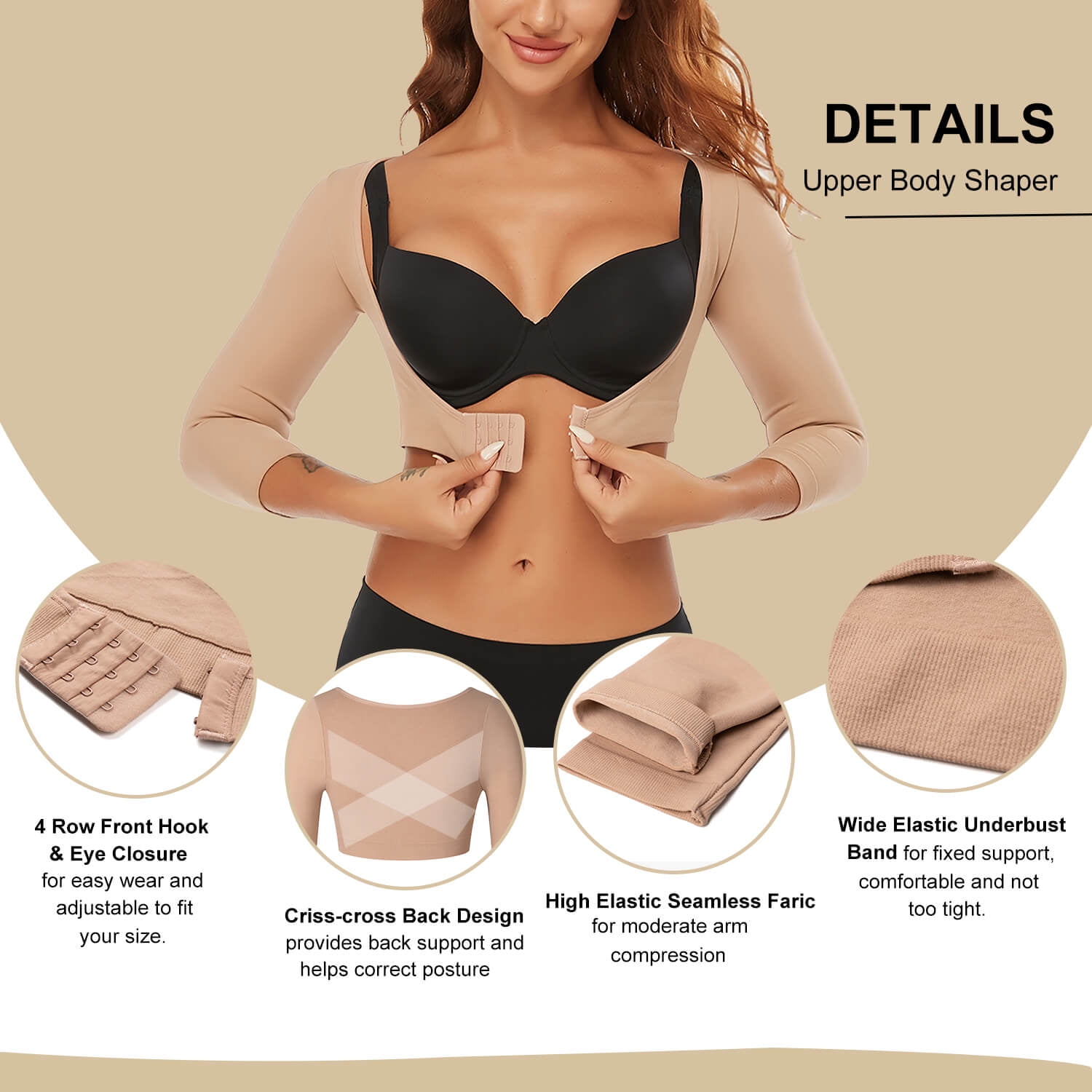 VASLANDA Upper Arm Shaper Post Surgical Slimmer Compression Sleeves  Humpback Posture Corrector Tops Shapewear for Women 