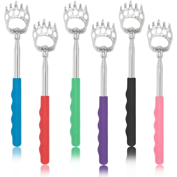 Back Scratcher 6Pack, Extendable Portable Bear Claws Metal Back Scratchers, Telescopic Back Massager with Rubber Handles