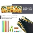 thumbnail image 5 of Pofeuu Green Leaf Sunflower Print Leather Pencil Case, Leather Pencil Pouch Large Capacity, Big Pencil Pouch with Zipper Vintage Pen Bag Fountain Pen Holder, 5 of 7