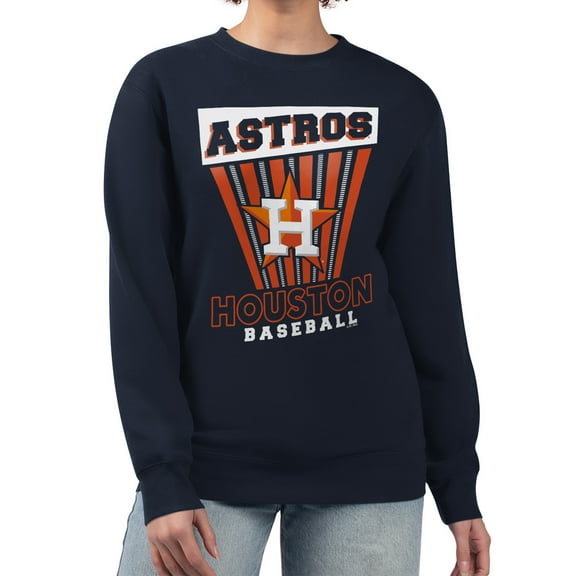 Women's Starter Navy Houston Astros Poster Print Pullover Sweatshirt