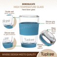 thumbnail image 3 of Tupkee Double Wall Glass Tumbler - 8-Ounce, All Glass Reusable Insulated Tea/Coffee Mug & Lid, Hand Blown Glass Travel Mug - Niagara - 2 Pack, 3 of 8