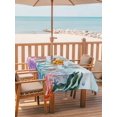 thumbnail image 2 of Outdoor Tablecloth with Umbrella Hole for Patio/Picnic/Party/Camping, Coastal Coral Waterproof Table Cloth Rectangle Table Cover Washable, Summer Underwater Seaweed Starfish Ombre Blue (54"x 80"), 2 of 8
