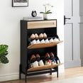 thumbnail image 1 of CazToi Freestanding Shoe Rack 2 Drawer Flip Design Shoe Cabinet Linen Front Narrow Organizer, 1 of 7