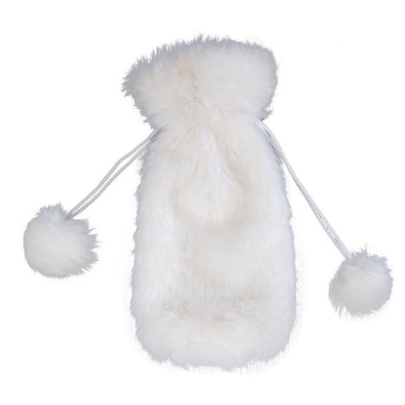 JZROCKER Christmas Faux Fur Wine Bottle Cover Plush Bottle Bag with Drawstring Winter