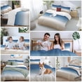 thumbnail image 5 of 3 Piece Navy Blue Beige Ombre Cream Duvet Cover Set Queen Size,Microfiber Comforter/Quilt Cover with Corner Ties and 2 Pillowcases,Modern Abstract Art Aesthetics Soft Bedding with Zipper Closure, 5 of 8