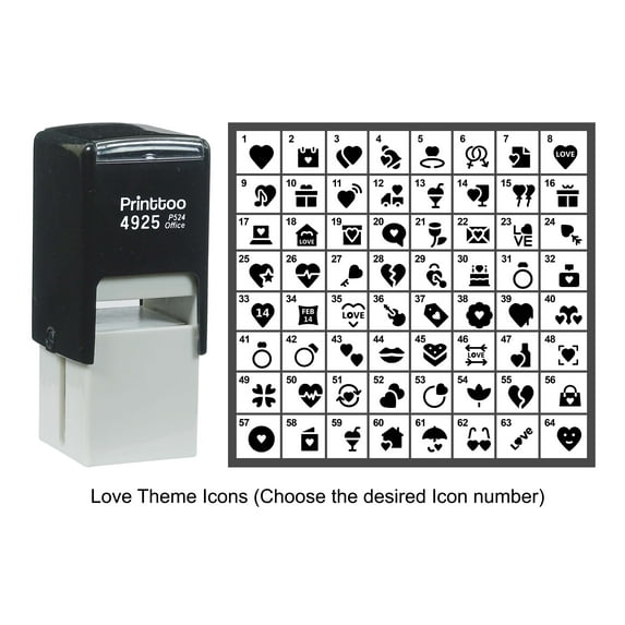 Printtoo Personalized Love Theme Icons Rubber Stamp Self Inking Stamper 24 mm-Violet