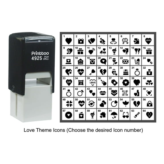 Printtoo Personalized Love Theme Icons Rubber Stamp Self Inking Stamper 24 mm-Black