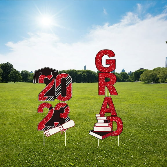 XMMSWDLA Retirement Party Decorations 2023 Graduation Season Garden Insert Yard Sign Graduation Cap Outdoor Lawns Decor Happy Anniversary Decorations
