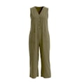thumbnail image 4 of Chuancc One Piece Jumpsuits for Women Dressy Casual Sleeveless Crewneck Wide Leg Rompers Jumpers Vacation Summer Outfits Blackish Green 2XL, 4 of 4