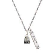 Delight Jewelry Silvertone Small Beehive with 4 Bees Silvertone Believe Faith Prayer Hope Bar Charm Necklace, 23"