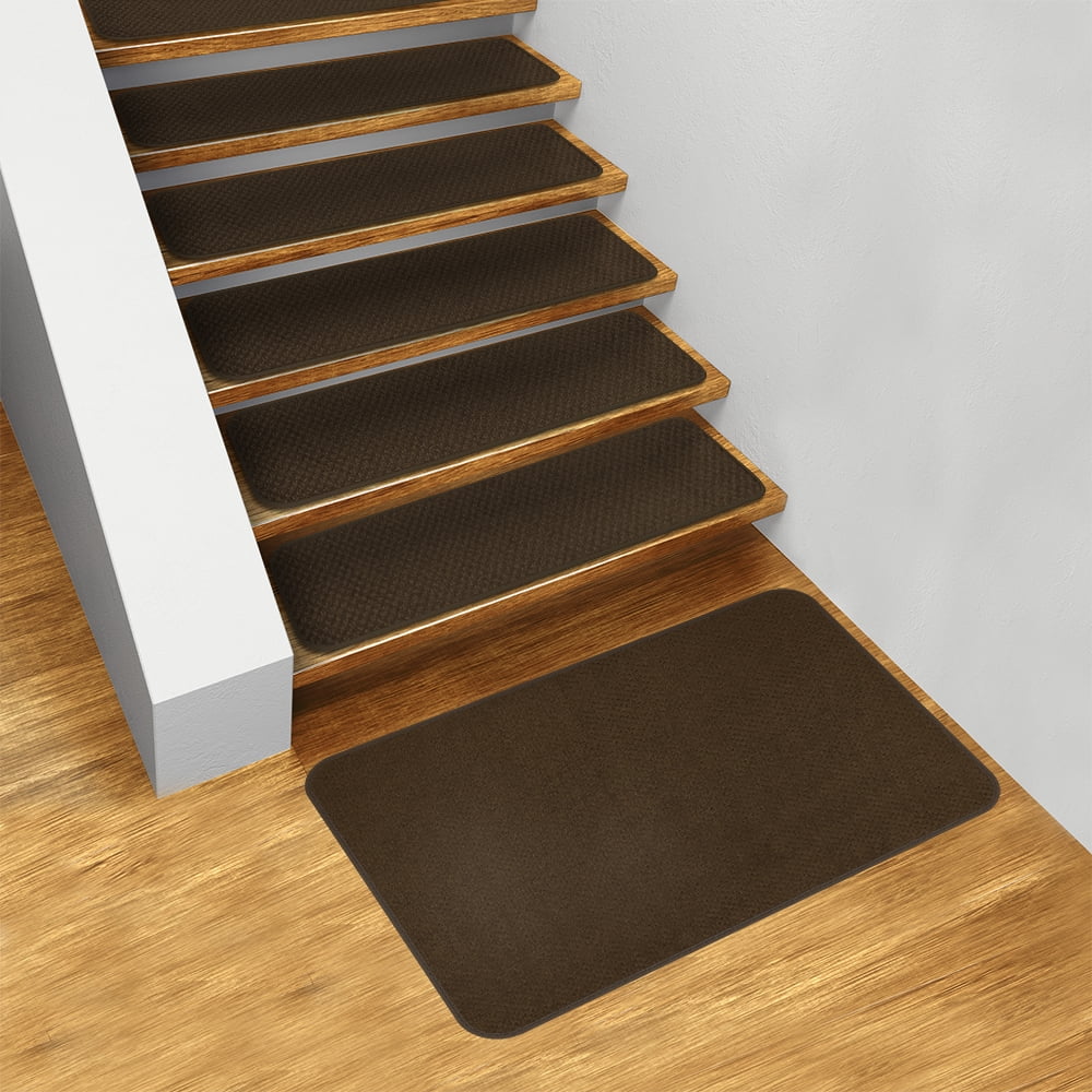 Color Set of 15 Dean Skid Resistant Carpet Stair Treads Runner Rugs Beige 