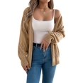 thumbnail image 3 of Crochet Cardigan for Women Long Sleeve Open Front Knit Oversized Cardigan Sweaters Khaki L, 3 of 9