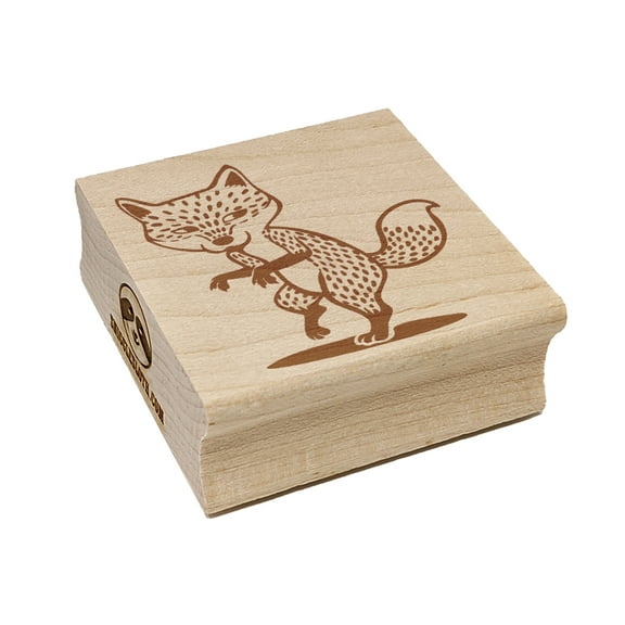 Suspicious and Sneaky Fox Square Rubber Stamp Stamping Scrapbooking Crafting - Large 2.75in