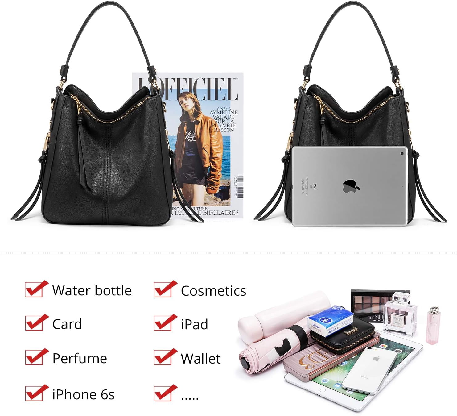 Fashion Handbags for Women Large Designer Ladies Hobo bag Bucket Purse Faux Leather