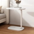 thumbnail image 5 of Multifunctional C-Shaped Side Table, Height Adjustable Rolling Table, Sturdy Metal Frame, Space Saving Compact Coffee Table for Living Room Bedroom(White), 5 of 5