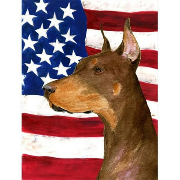 11 x 15 in. Usa American Flag With Doberman Flag Garden Size