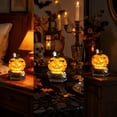 thumbnail image 6 of Halloween Pumpkin Ghost Table Lamp, Orange Resin Handcrafted Night Light with Warm LED Glow, Spooky Decor for Bedroom Desk Bar Mantel Party Home, 6 of 6