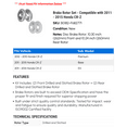 thumbnail image 2 of Brake Rotor Set - Compatible with 2011 - 2015 Honda CR-Z 2012 2013 2014, 2 of 2