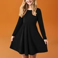 thumbnail image 2 of Sopiago Girls Long Sleeve T-Shirt Dresses Kids Fall A-Line Twirly Skater Dresses Black 7-8 Years, 2 of 7