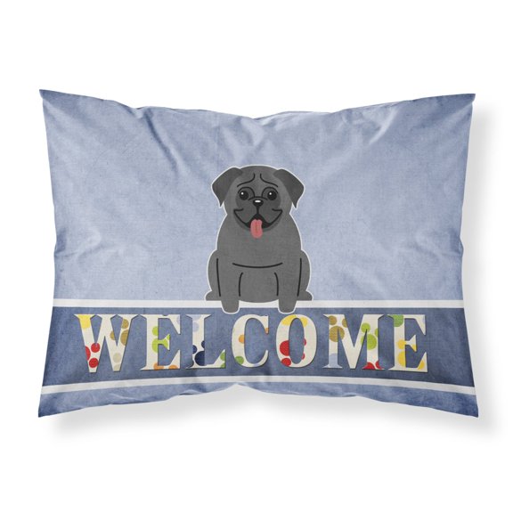 Carolines Treasures BB5587PILLOWCASE Pug Black Welcome Fabric Standard Pillowcase Standard multicolor