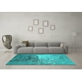 thumbnail image 3 of Ahgly Company Machine Washable Indoor Rectangle Oriental Turquoise Blue Industrial Area Rugs, 3' x 5', 3 of 4