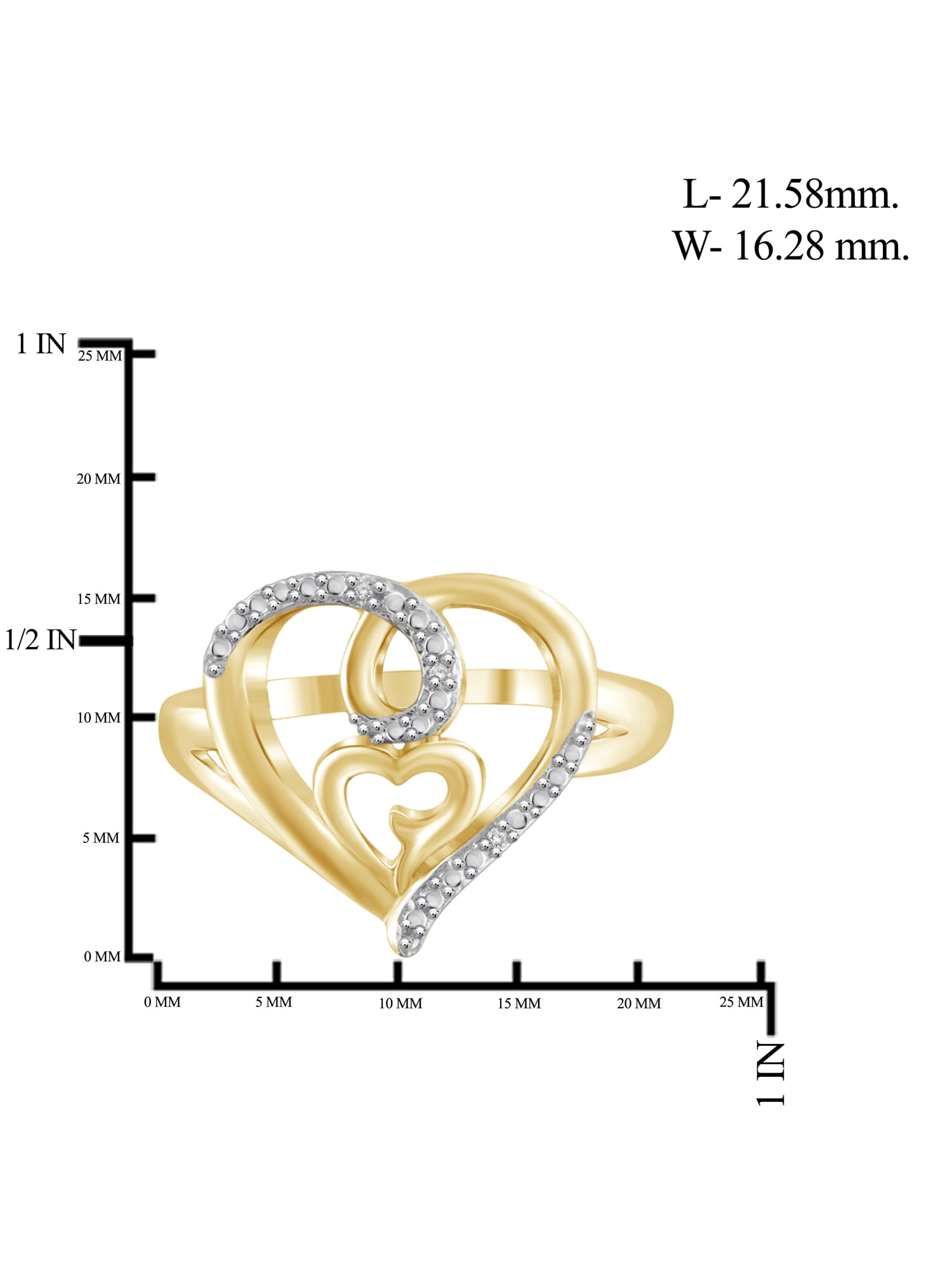Genuine Accent White Diamond Heart Open Ring in Sterling Silver