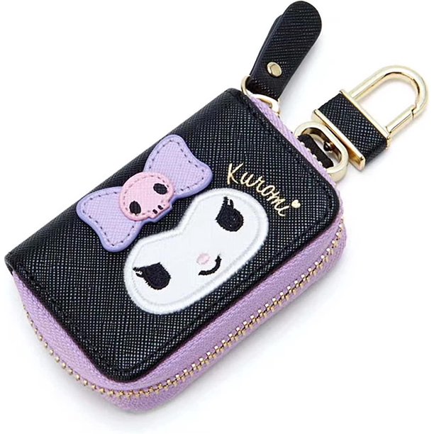 Monedero pequeño de dibujos animados lindo para mujer, cartera corta, bolso de cuero, estuche para llaves para hombre (negro)