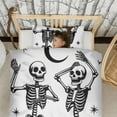thumbnail image 3 of Dancing Skeletons with Moon and Stars Duvet Cover and Pillowcase Set for Single Bedding, Bedroom Accessories for Kids Teens, 3 of 5