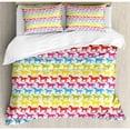 thumbnail image 3 of Horses Twin Size Duvet Cover Set, Rainbow Colors Giddy Up Pony Animal Art Retro Design Pattern Abstract Wild and Free, Decorative 2 Piece Bedding Set with 1 Pillow Sham, Multicolor, by Ambesonne, 3 of 3