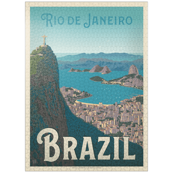MyPuzzle - Brazil: Rio De Janeiro Harbor View, Vintage Poster - Premium 1000 Piece Jigsaw Puzzle for Adults