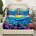 thumbnail image 3 of Erosebridal Cartoon Whale Sheet Set Twin,Ocean Animal Bedding Sets Twin Size,Microfiber Bed Sheets Twin,Marine Decor,3pcs, 3 of 7
