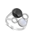 thumbnail image 4 of CHOOSE YOUR COLOR Geometric Simulated Mother of Pearl Ring .925 Sterling Silver Band Jewelry Female Size 8, 4 of 4