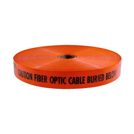 Mega Stretch Underground Marking Tape - Caution Buried Fiber Optic Line Below - 3" x 6000 ft 2 Piece/Case