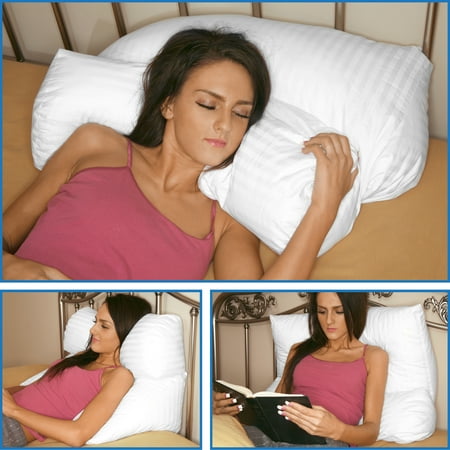 Easy Comfort 2 Position Lift Deluxe Comfort Multi Position Pillow - Therapeutic Neck And Back Pillow - Promotes Healthy Sleep - Two Piece Incline Wedge Pillow - Bed Pillow, White ()