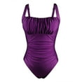 thumbnail image 3 of snowsong Swim Suits for Women One Piece Swimsuit Women Women's Pleated Suspender Fashionable Swimsuit Tankini Swimsuits Bathing Suit Tummy Control Swimsuits Modest Swimsuits for Women Purple XXL, 3 of 6