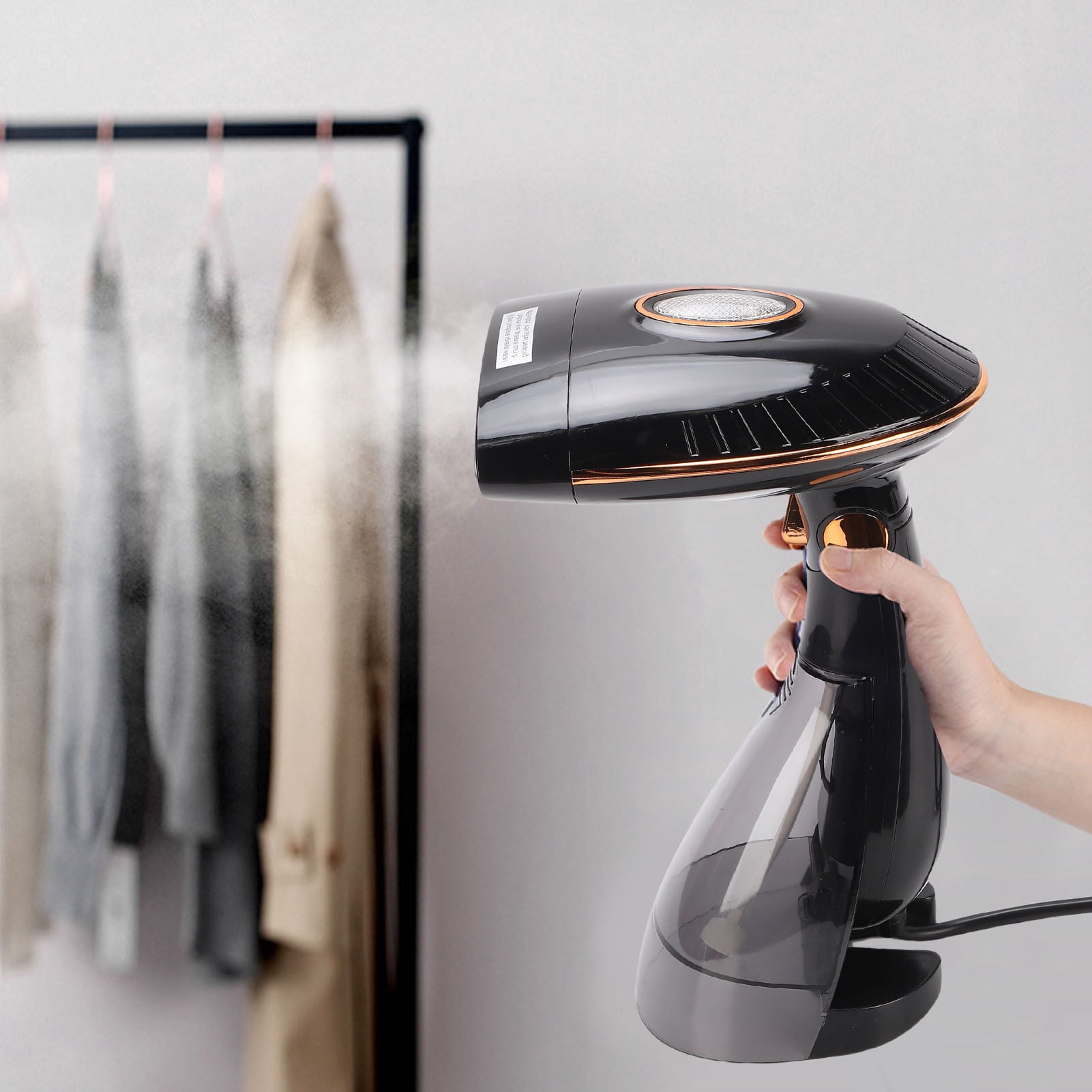Riousery Handheld Steam Iron 45s Fast Heating 288ML Detachable Water Tank, Portable Foldable Steam Ironing Machine (11.8 x 9.1 inches / 30 x 23 cm) with Auto Shut-Off for Home Travel Use, Black