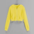 thumbnail image 2 of Women's Zip Up Hoodies Cropped Cardigan Jacket Drawstring Hooded Sweatshirts Casual Long Sleeve Top, 2 of 5