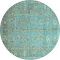 thumbnail image 1 of Ahgly Company Indoor Round Oriental Light Blue Traditional Area Rugs, 3' Round, 1 of 4