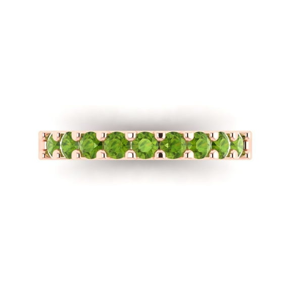 0.63 ctw Wedding Band for Women - 18K Rose Gold Natural Peridot Stackable Eternity Ring